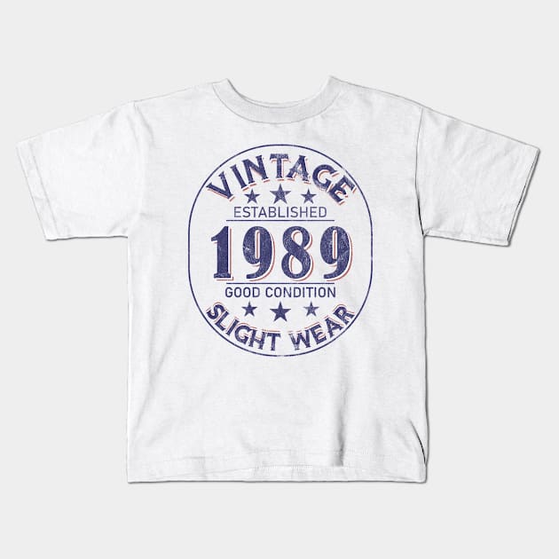 Vintage Established 1989 Kids T-Shirt by Stacy Peters Art